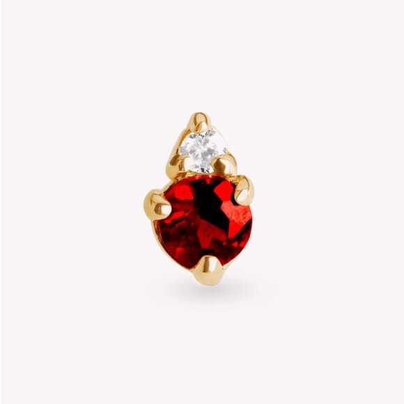 Stone and Strand Garnet Birthstone And Diamond Stud Earring - Picture 1 of 4